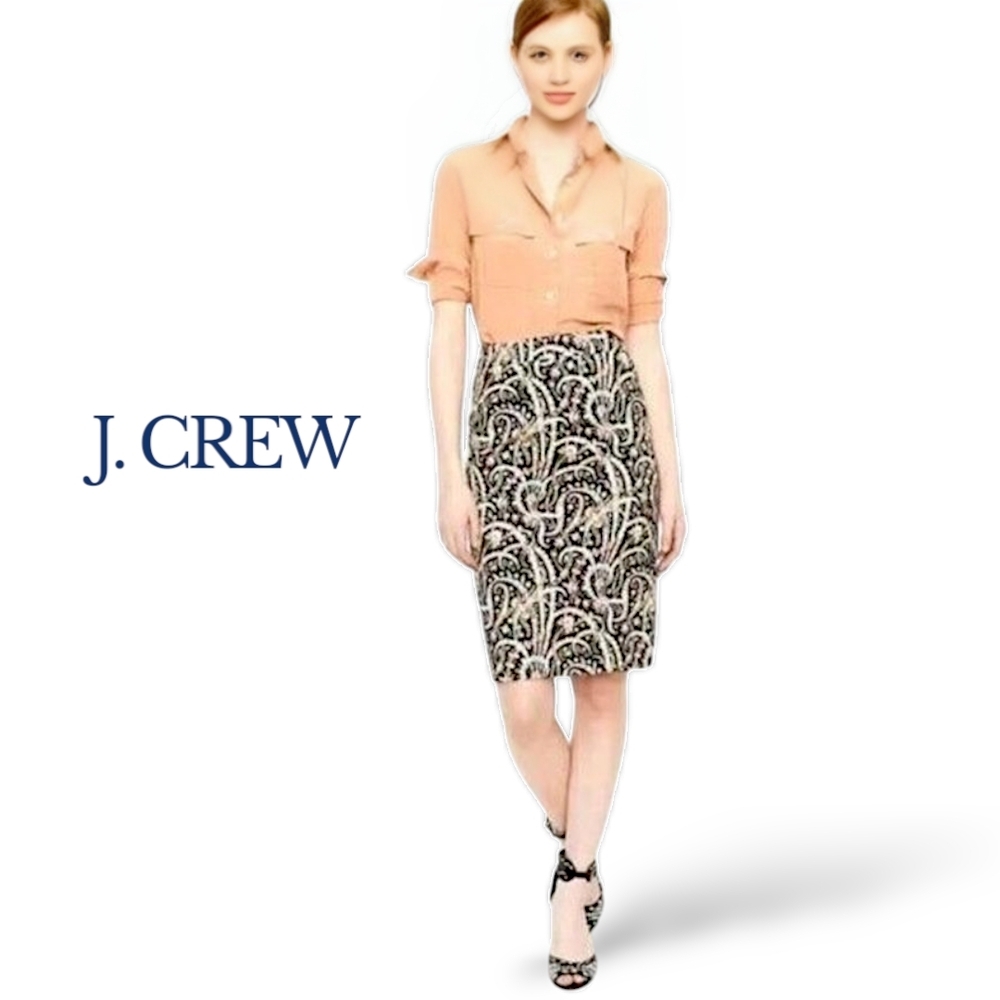 J. Crew No. 2 Pencil Skirt in Feather Paisley Stretch Cotton